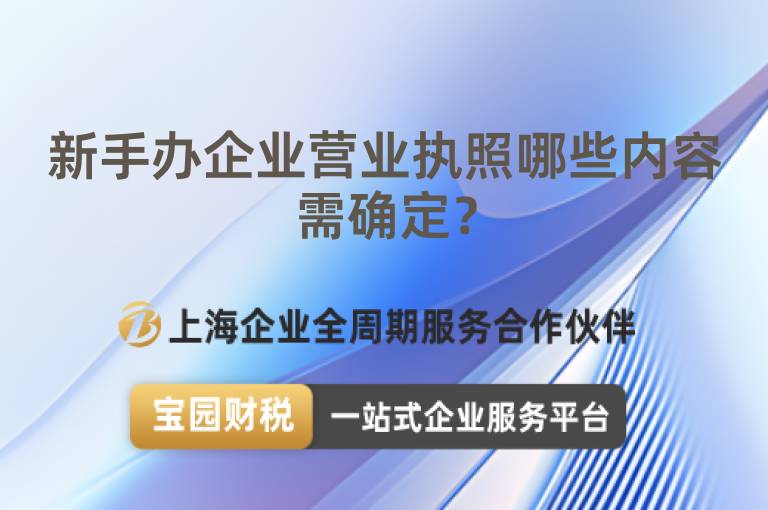 新手辦企業營業執照哪些內容需確定？
