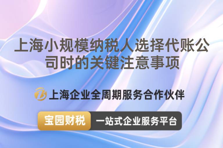 上海小規(guī)模納稅人選擇代賬公司時的關鍵注意事項